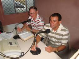 Wil preaching on Alberto's radio program