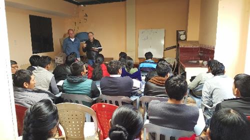 Dr. Caine addressing students at Peniel seminary in Riobamba, Ecuador. 