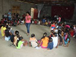 Children studying Bible