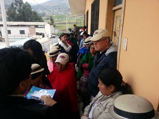Abide in Christ evangelism team members witnessing in Ecuador.