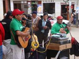 Ecuadorian selling CD's in Chachapoyas, Peru