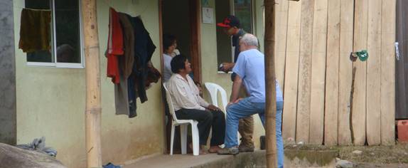 Personal evangelism in action in Ecuador.