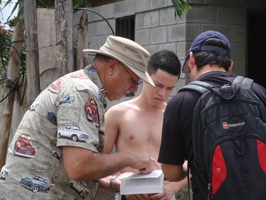 Witnessing on street in Esteli, Nicaragua.