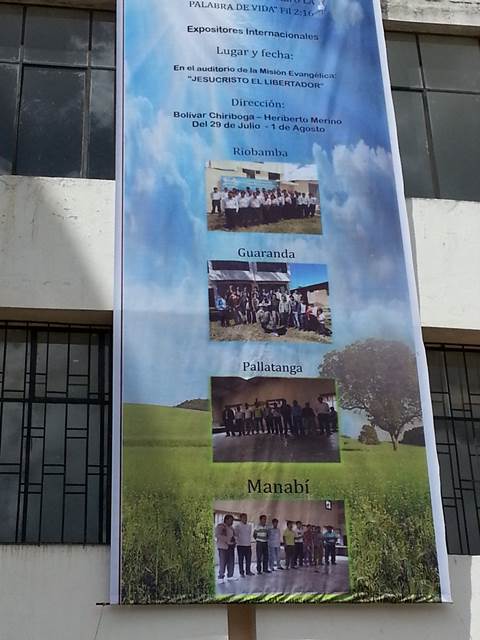 Peniel Theological Seminary Riobamba, Eccuador pastor conference banner.