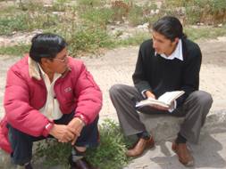 Quechua indian seminary student witnessing in Riobamba Ecuador