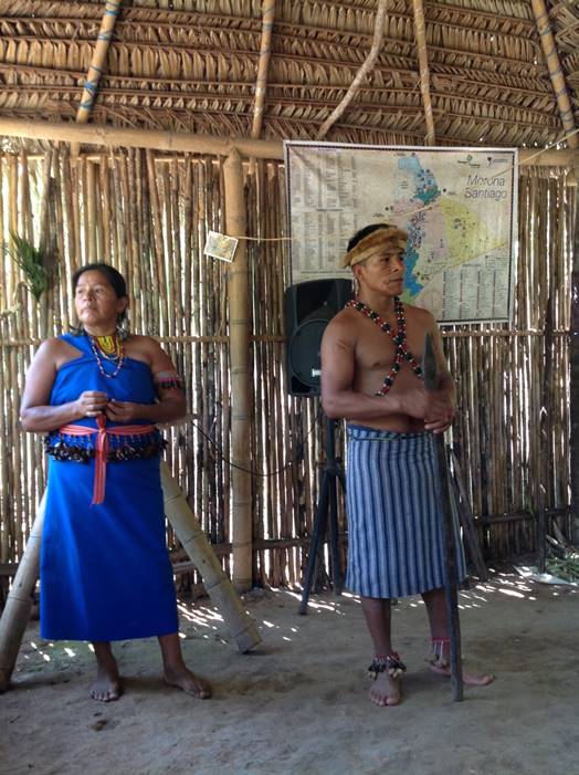 Shuar couple in Kintia Panki, Ecuador