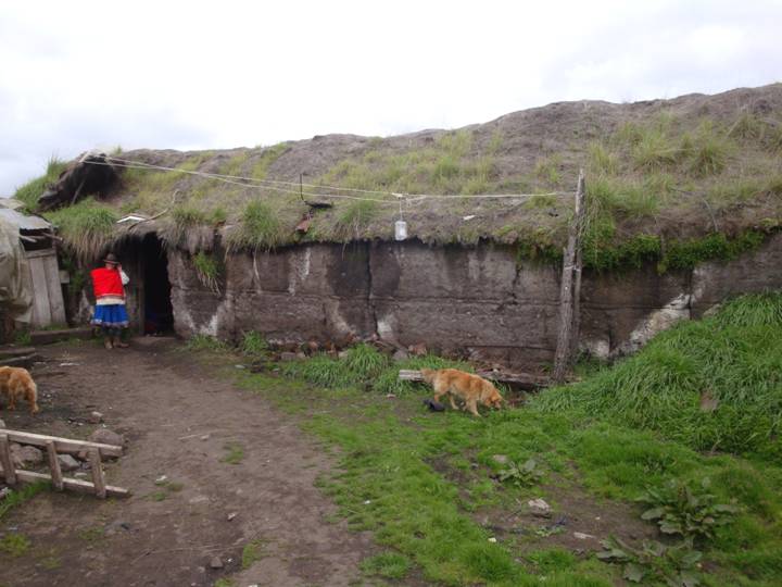 Andean village thatched roof Totoras, Ecuador