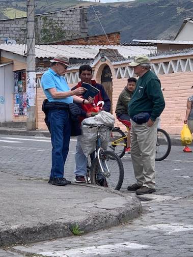 Abide in Christ personal witnessing on street in Ecuador.