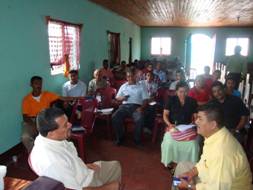Juan Alberto and Pastor Aristides giving demonstration on sharing Christ