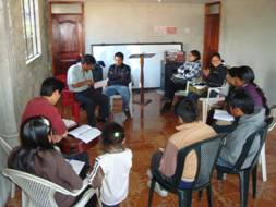 Youth group studying evangelism